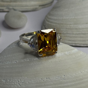 925 Sterling Silver Citrine & Beryl Ring Size 11