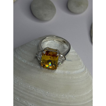 925 Sterling Silver Citrine & Beryl Ring Size 11