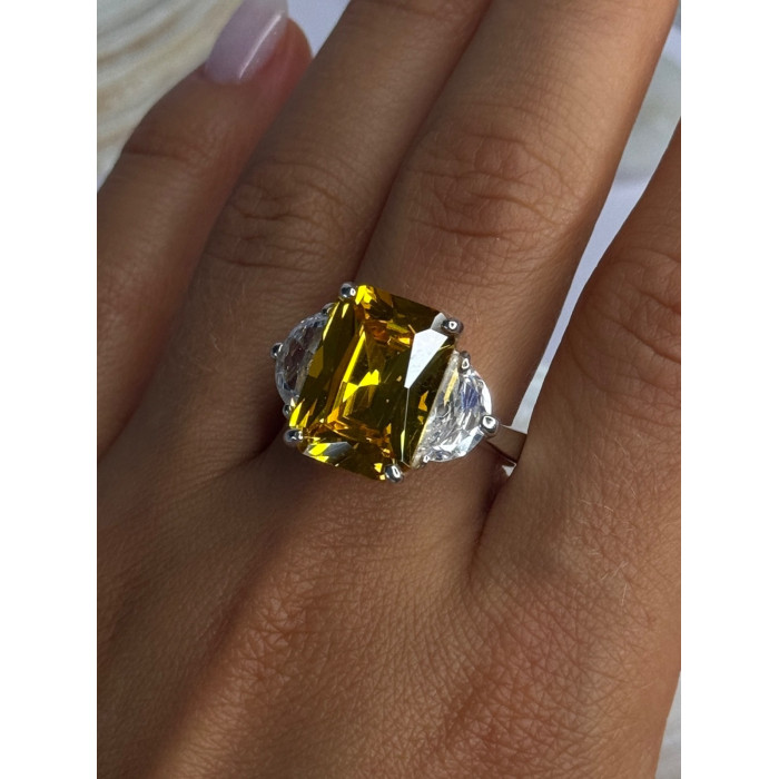 925 Sterling Silver Citrine & Beryl Ring Size 11