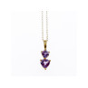 10K YELLOW GOLD AMETHYST & DIAMOND HEARTS CHAIN WITH PENDANT
