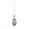 10K Yellow Gold Amethyst & Diamond Hearts Chain With Pendant