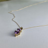 10K Yellow Gold Amethyst & Diamond Hearts Chain With Pendant