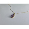 10K YELLOW GOLD AMETHYST & DIAMOND HEARTS CHAIN WITH PENDANT