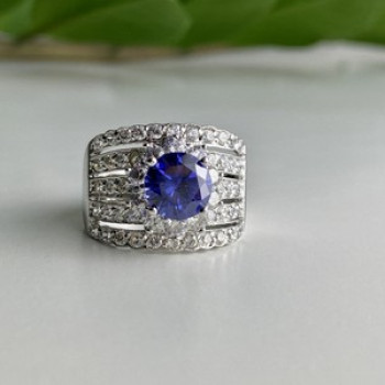 925 Sterling Silver CZ Ring Size 10