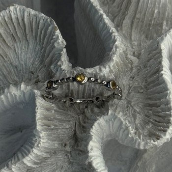 925 Sterling Silver Citrine Ring Size 9.5