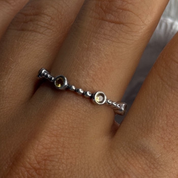 925 Sterling Silver Citrine Ring Size 9.5