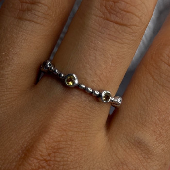 925 Sterling Silver Citrine Ring Size 9.5