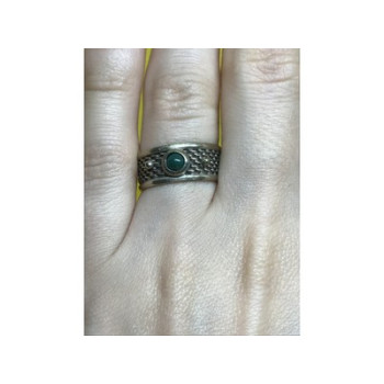 Vintage 925 Sterling Silver Green Nephrite (Jade) Ring Size 7.5