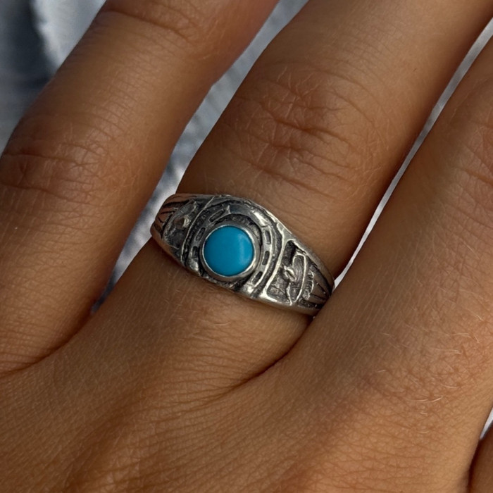 Vintage 925 Sterling Silver Turquoise Ring Size 7