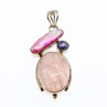 925 Sterling Silver Morganite, Haliotis & Pearl Pendant