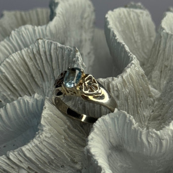 925 Sterling Silver Blue Topaz Ring Size 8