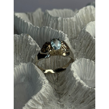 925 Sterling Silver Blue Topaz Ring Size 8