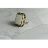925 Sterling Silver Mother Of Pearl & Marcasites Ring Size 6.5