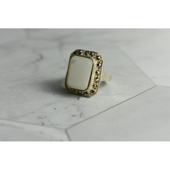 925 Sterling Silver Mother Of Pearl & Marcasites Ring Size 6.5