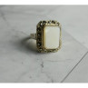 925 Sterling Silver Mother Of Pearl & Marcasites Ring Size 6.5