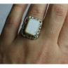 925 Sterling Silver Mother Of Pearl & Marcasites Ring Size 6.5