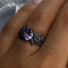 925 Sterling Silver Amethyst & Marcasite Ring Size 7