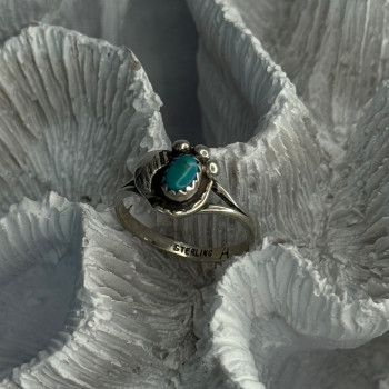 Vintage 925 Sterling Silver Turquoise Ring Size 6