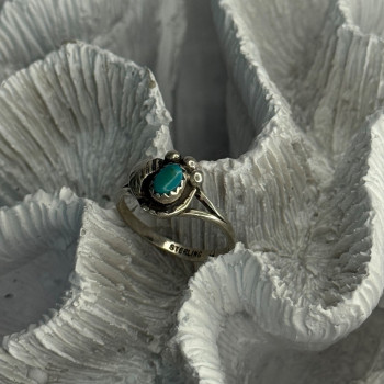 Vintage 925 Sterling Silver Turquoise Ring Size 6