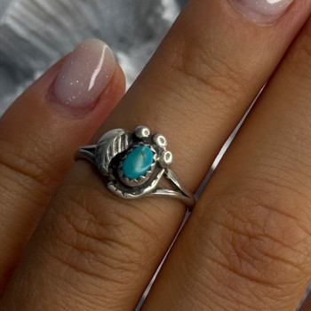 Vintage 925 Sterling Silver Turquoise Ring Size 6