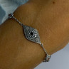 925 Sterling Silver Evil Eye Sapphire & Beryl Bracelet Length 6-7.5