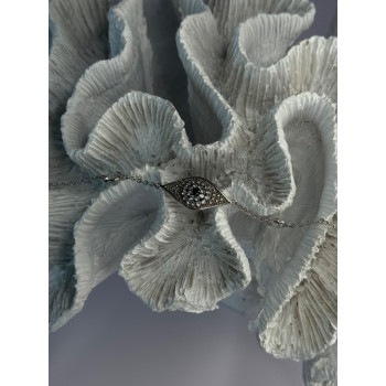 925 Sterling Silver Evil Eye Sapphire & Beryl Bracelet Length 6-7.5