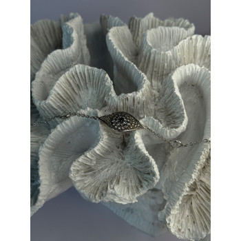 925 Sterling Silver Evil Eye Sapphire & Beryl Bracelet Length 6-7.5