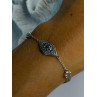 925 Sterling Silver Evil Eye Sapphire & Beryl Bracelet Length 6-7.5