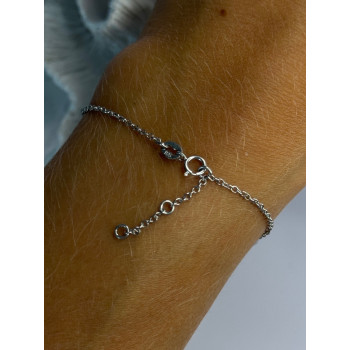 925 Sterling Silver Evil Eye Sapphire & Beryl Bracelet Length 6-7.5