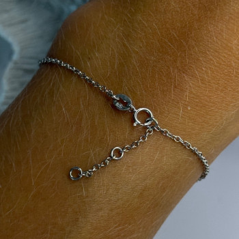 925 Sterling Silver Evil Eye Sapphire & Beryl Bracelet Length 6-7.5
