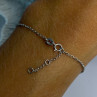 925 Sterling Silver Evil Eye Sapphire & Beryl Bracelet Length 6-7.5
