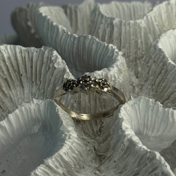 925 Sterling Silver White Spinel Flowers Ring Size 7