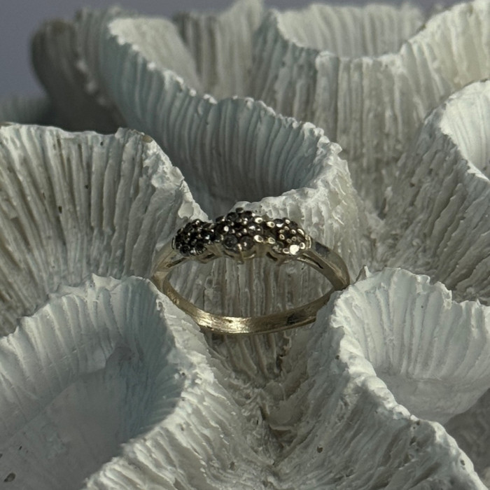 925 Sterling Silver White Spinel Flowers Ring Size 7
