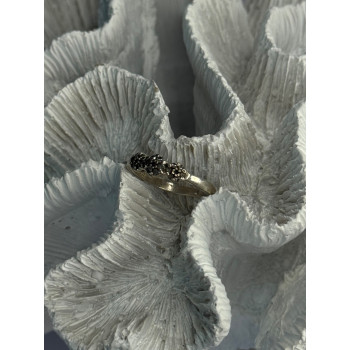 925 Sterling Silver White Spinel Flowers Ring Size 7