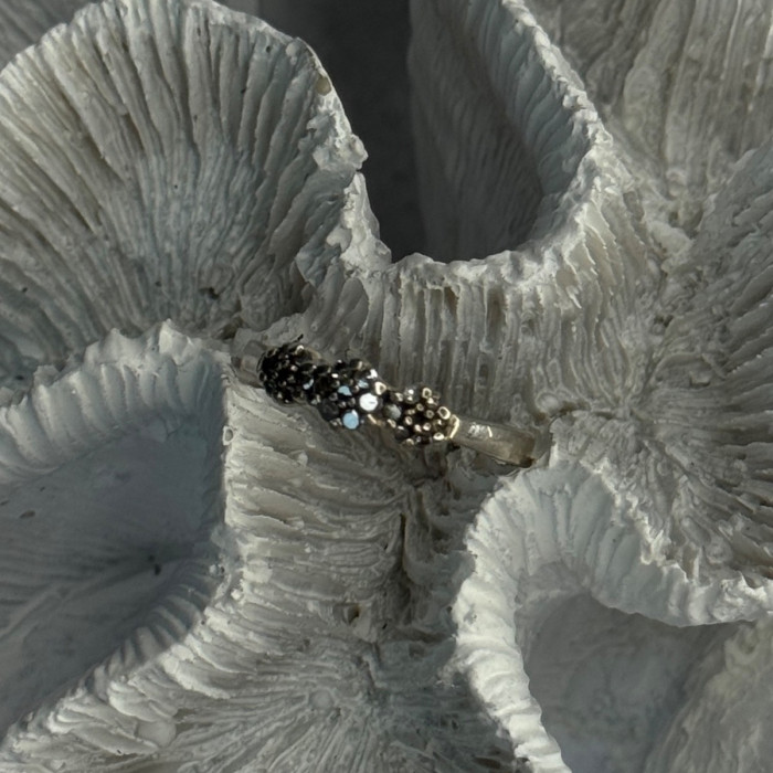 925 Sterling Silver White Spinel Flowers Ring Size 7