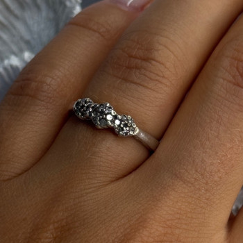 925 Sterling Silver White Spinel Flowers Ring Size 7