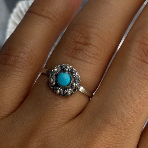 925 Sterling Silver Turquoise Ring Size 7