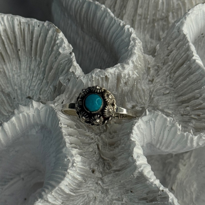 925 Sterling Silver Turquoise Ring Size 7