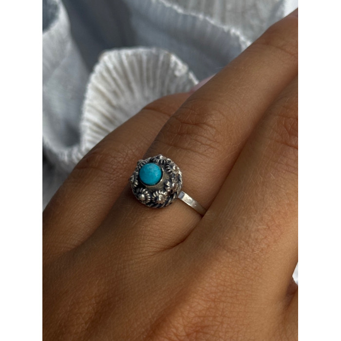 925 Sterling Silver Turquoise Ring Size 7