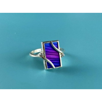 925 Sterling Silver Anodized Titanium & Quartz Ring Size 10.25