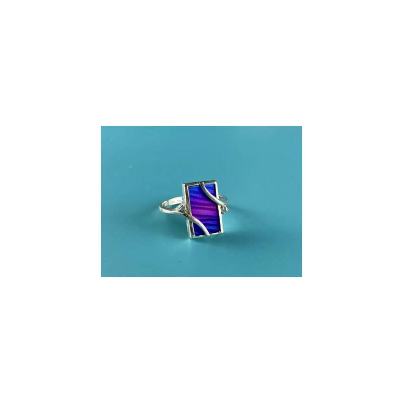 925 Sterling Silver Anodized Titanium & Quartz Ring Size 10.25