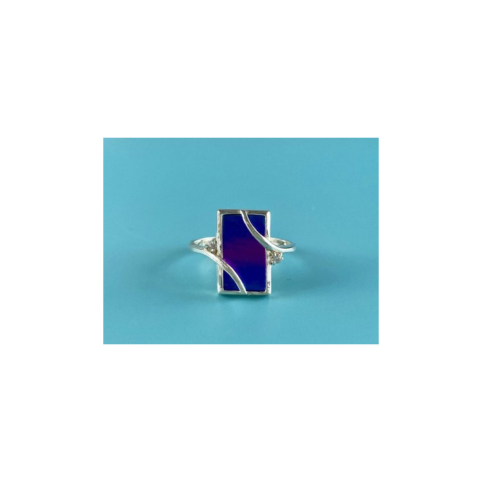 925 Sterling Silver Anodized Titanium & Quartz Ring Size 10.25