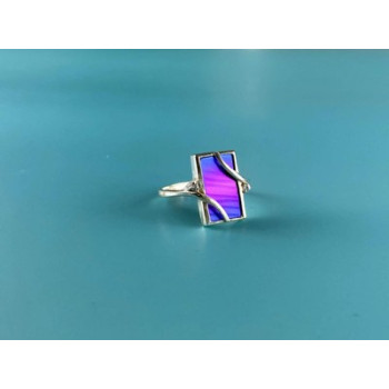 925 Sterling Silver Anodized Titanium & Quartz Ring Size 10.25