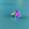 925 Sterling Silver Anodized Titanium & Quartz Ring Size 10.25