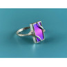 925 Sterling Silver Anodized Titanium & Quartz Ring Size 10.25