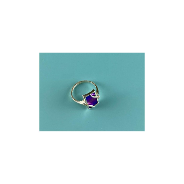 925 Sterling Silver Anodized Titanium & Quartz Ring Size 10.25