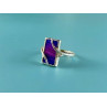 925 Sterling Silver Anodized Titanium & Quartz Ring Size 10.25