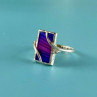925 Sterling Silver Anodized Titanium & Quartz Ring Size 10.25