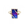 925 Sterling Silver Anodized Titanium & Quartz Ring Size 10.25