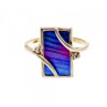925 Sterling Silver Anodized Titanium & Quartz Ring Size 10.25
